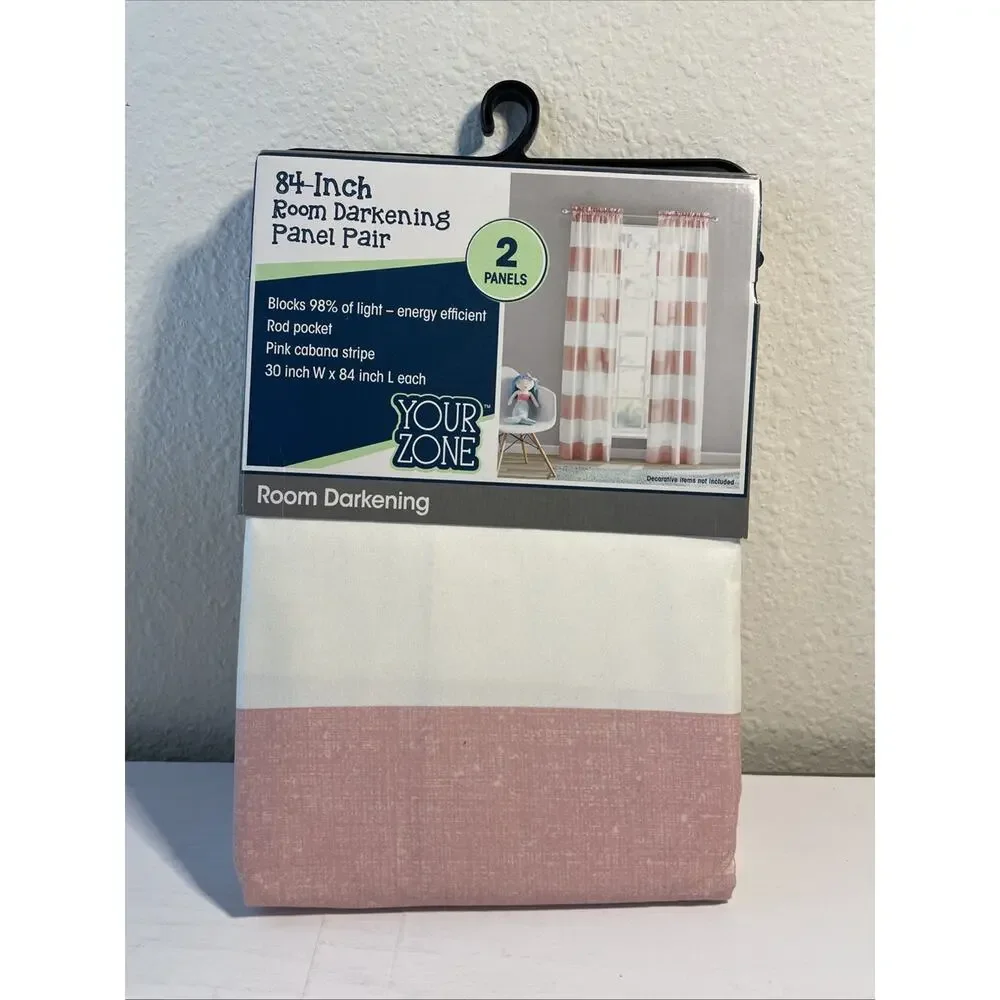 Your Zone Darkening Panel Pair Stripe Your Zone 2-Pack Energy Efficient Pink